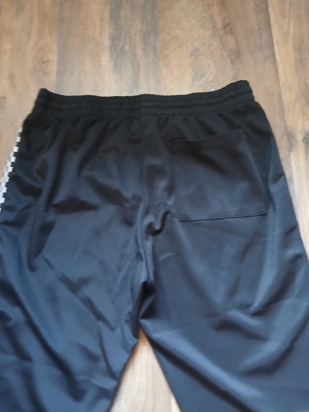 Arizona Jean Co. Men’s L Slim Black Track Pants Check Stripe Drawstring Pockets