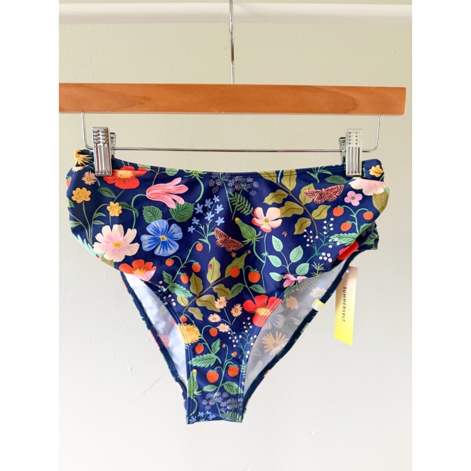 Summersalt Floral Strawberry Flower Bikini Swimsuit Bottoms Size Small 4 NWT