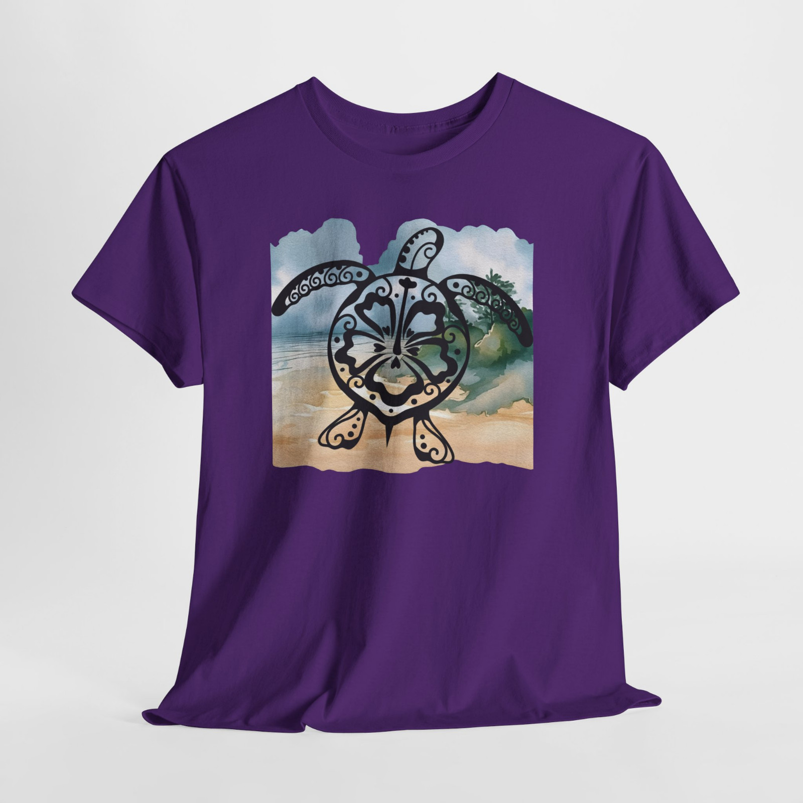 Sea Turtle Blue Beach Ocean Sand Graphic T Shirt Tee Top S-XL, Plus 2X 3X 4X 5X
