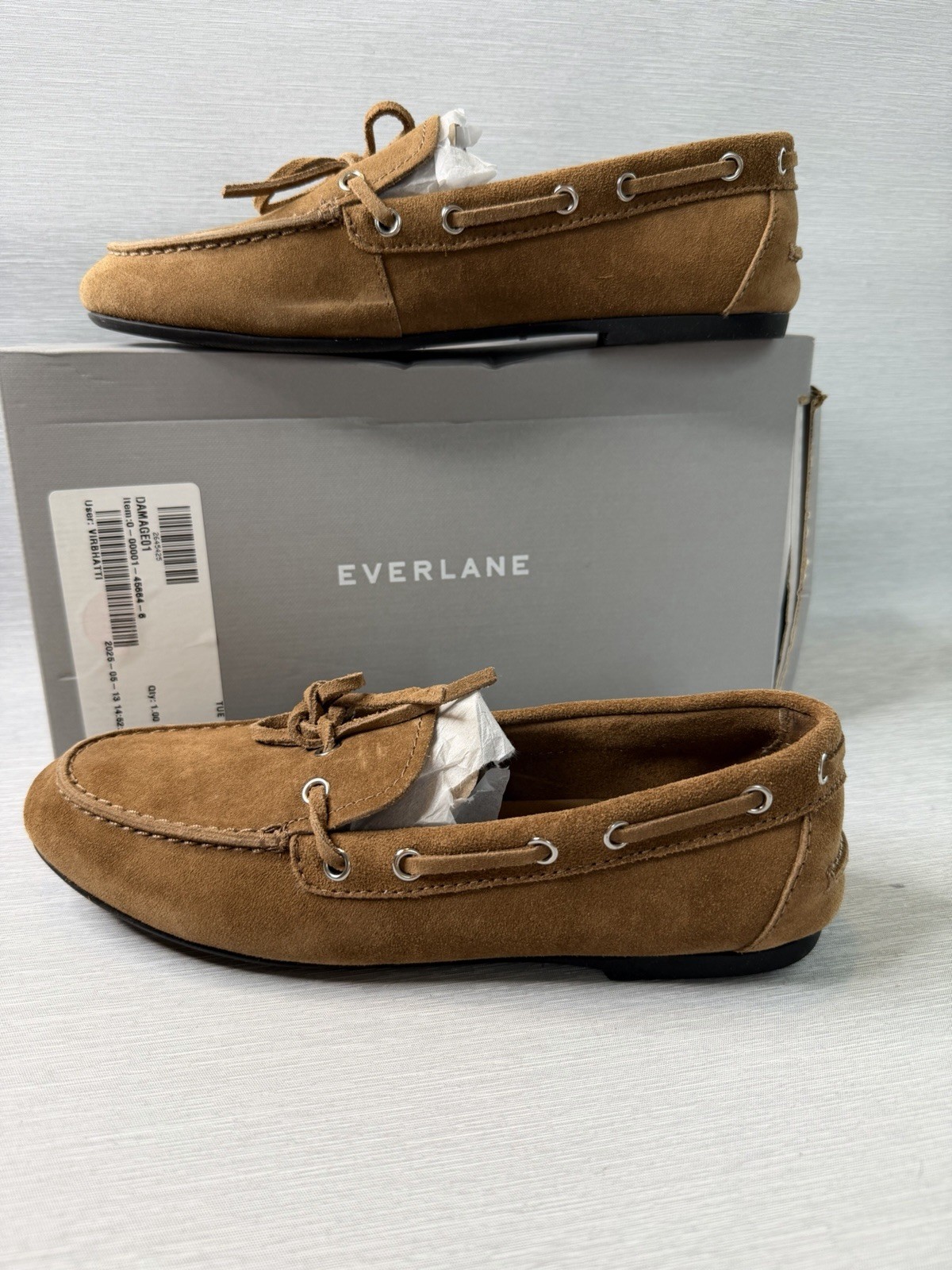 Everlane The Boat Shoe Suede Farro Brown Moccasin Loafers Size 7.5 New in Box