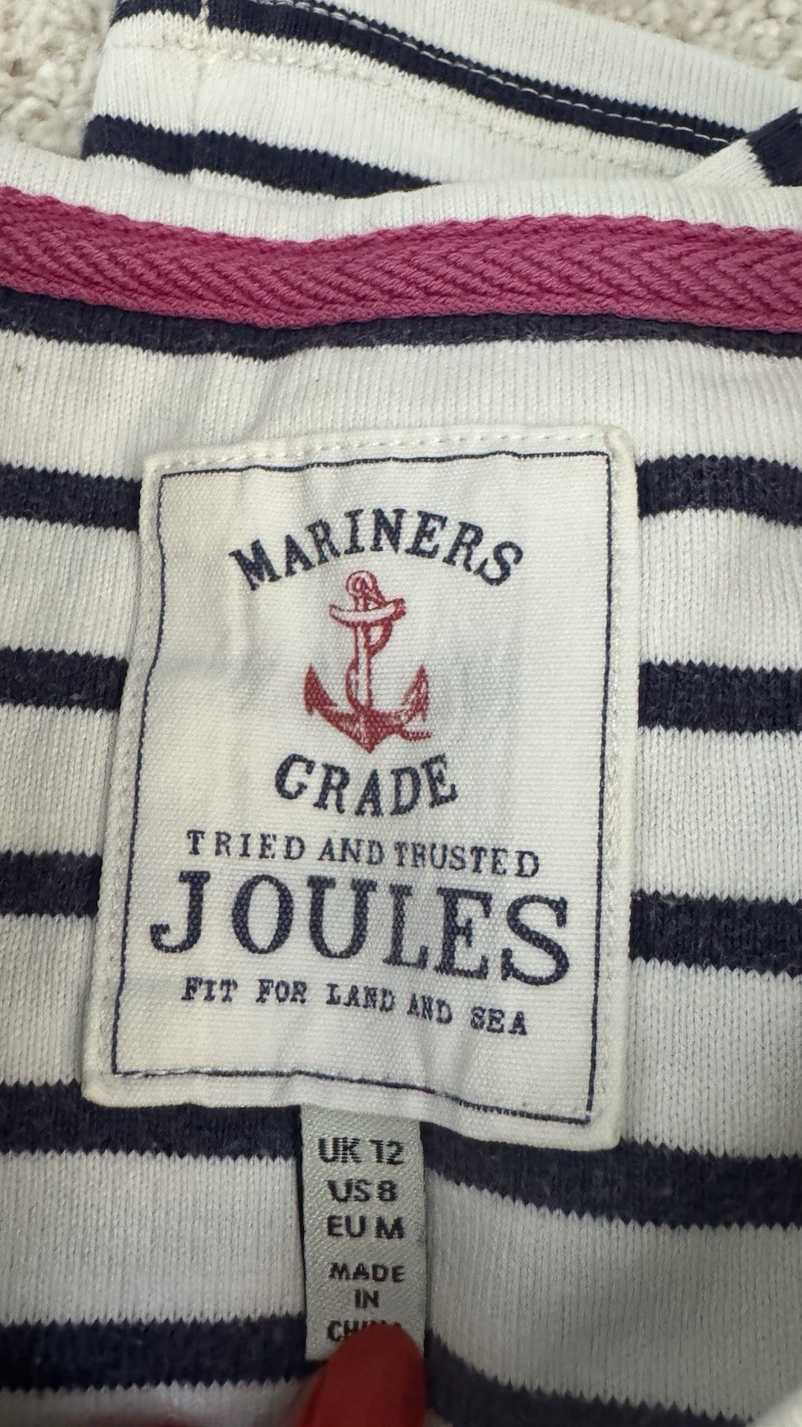 THREE LONG SLEEVE HARBOUR STRIPE COTTON TOPS SIZE 12