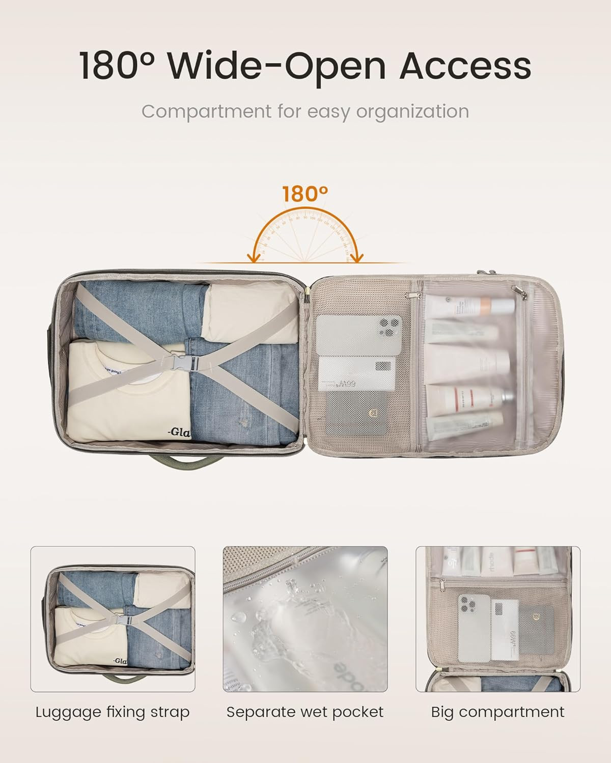 40L Travel Backpack for Women & Men, Airline Approved Carry on Luggage with 3 Pa