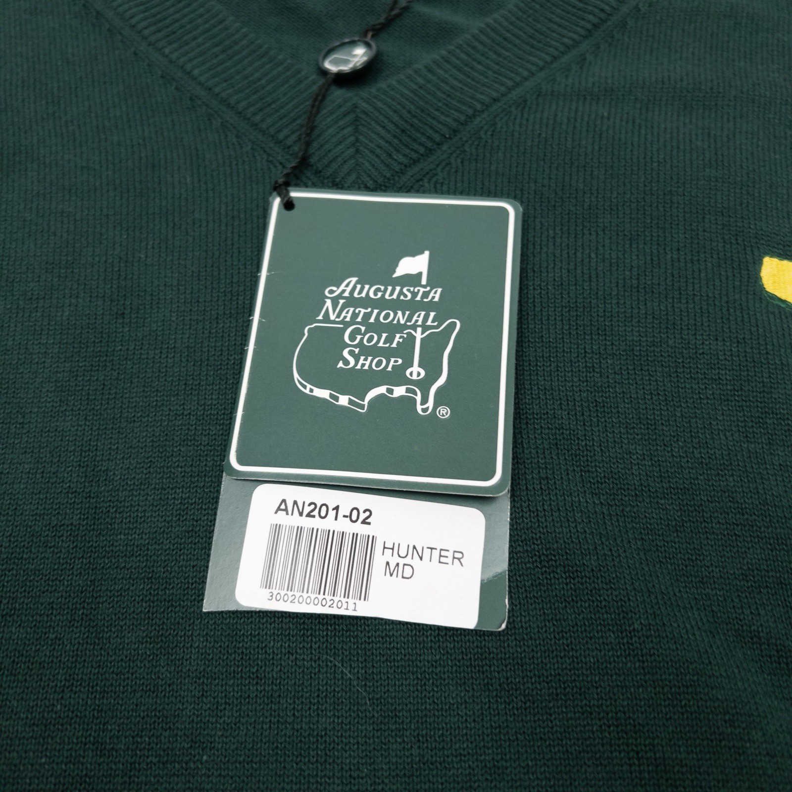 Masters Sweater Mens Medium Hunter Green V-Neck Augusta National Golf Shop Vtg