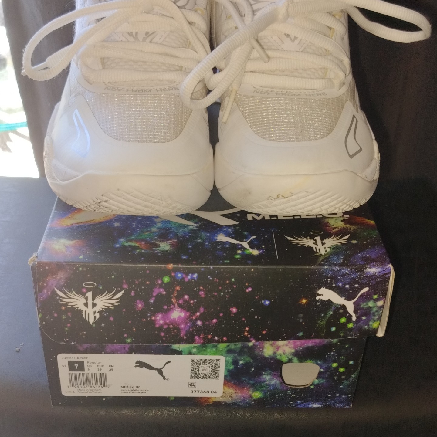 PUMA MB.01 LaMelo Ball Mid Top Lace Up Sneakers White/Silver 377368-04