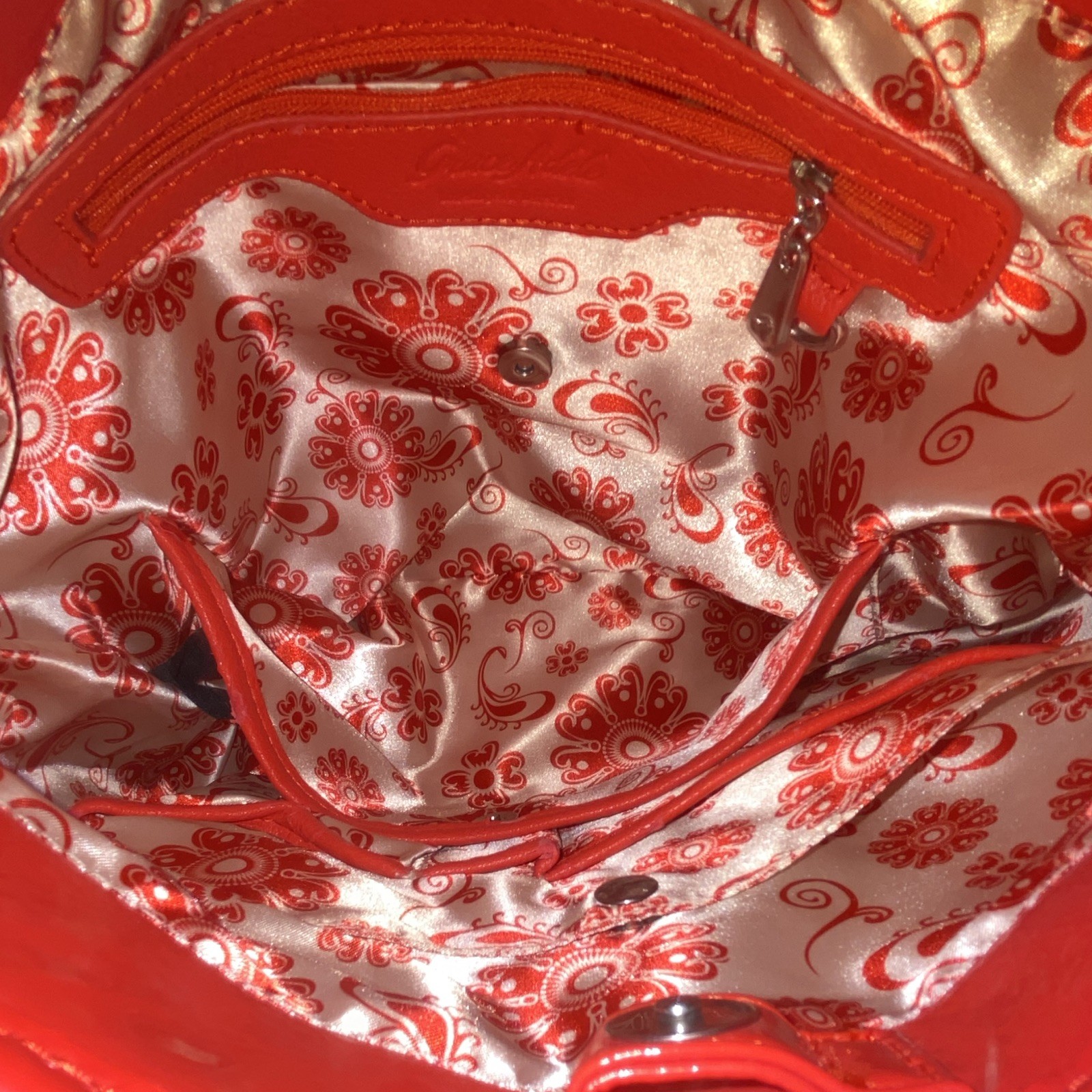Grace Adele Red Quilted Shoulder Bag Magnetic/Zip Closure Chain Strap