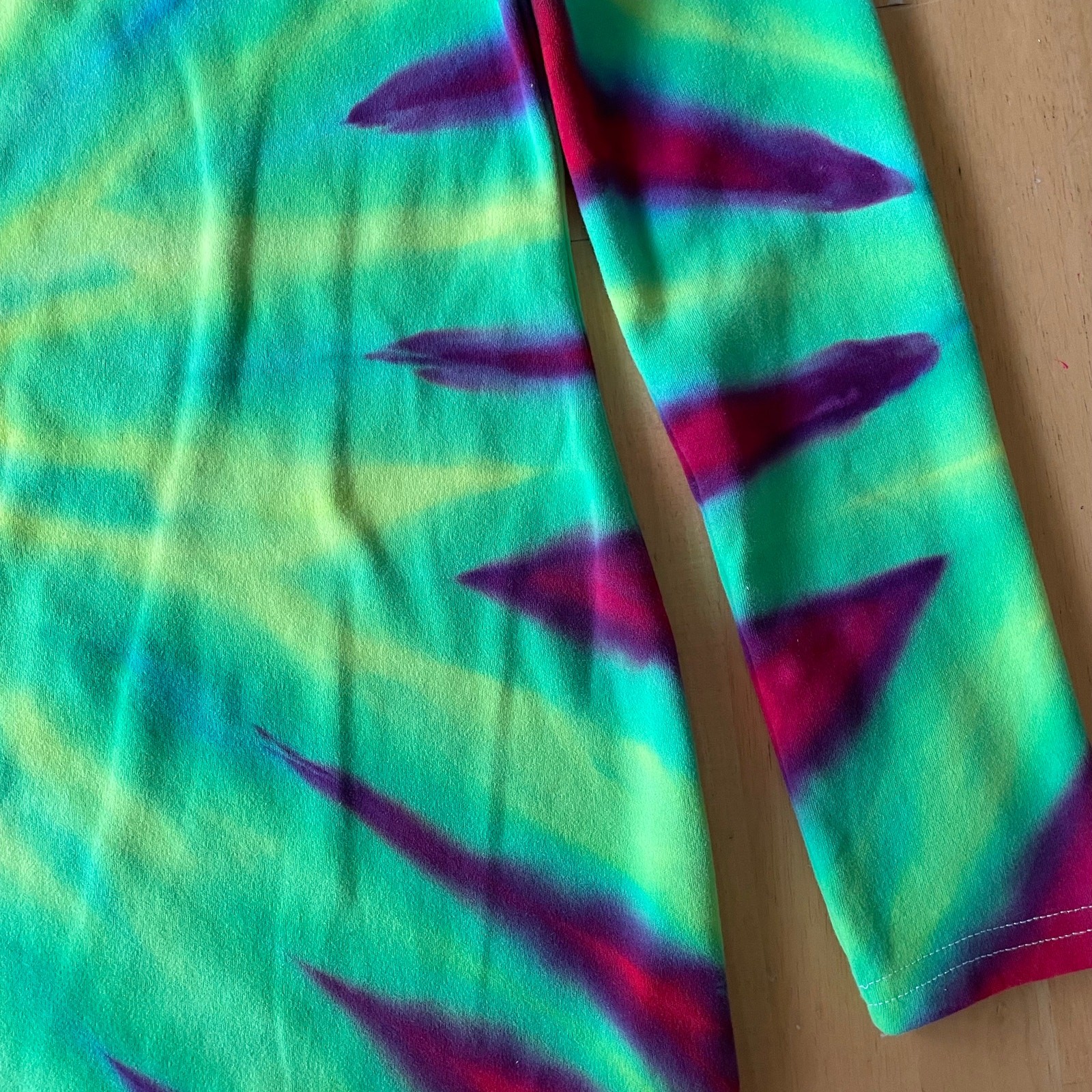 Ice Dyed Long-sleeve Dress – Tie Dye Hippie Boho Drippy Rainbow (Women’s Medium)