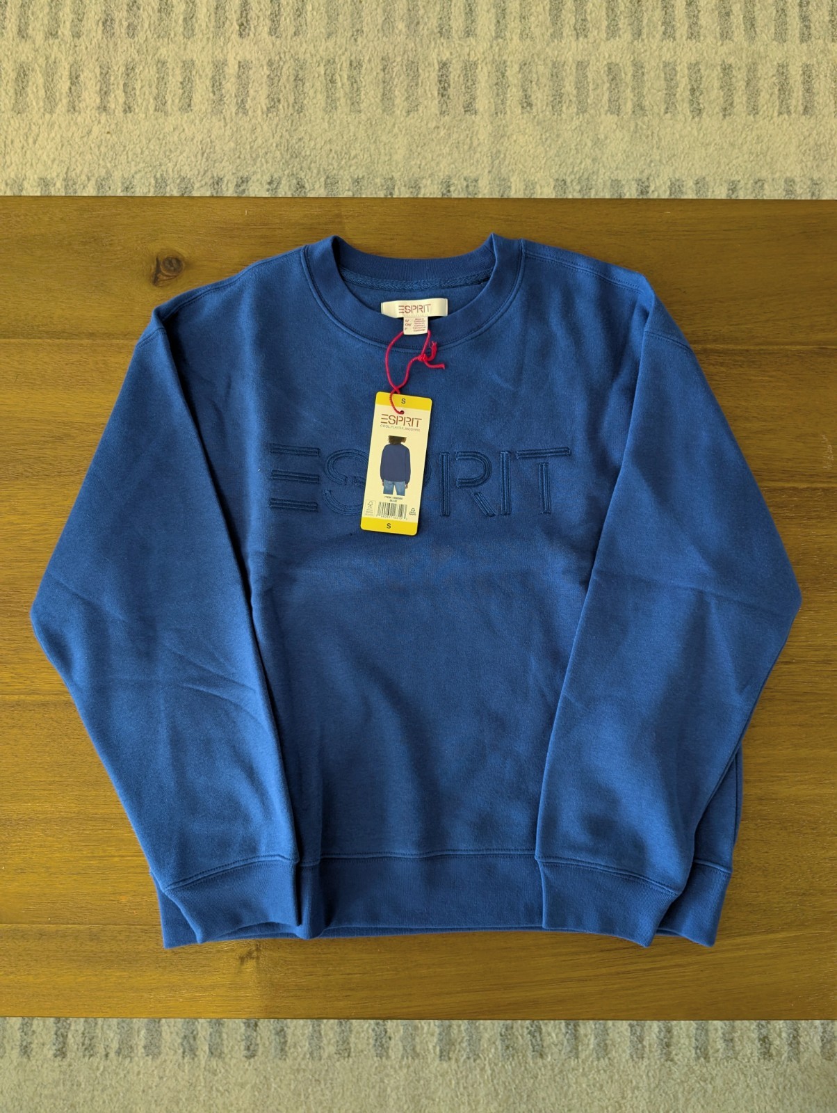 NWT ESPRIT Women’s Fleece Logo Crewneck Sweatshirt Blue S Small Costco