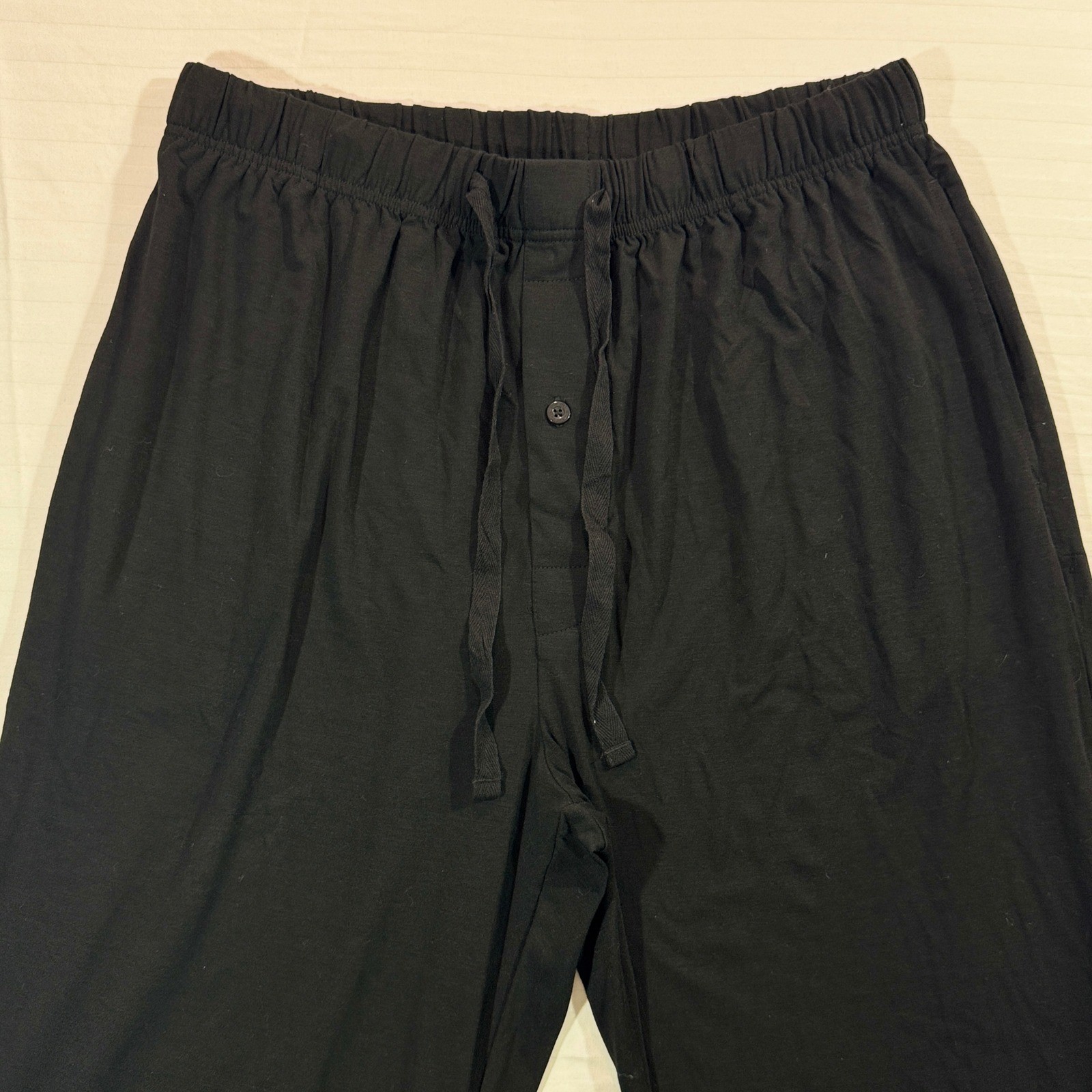 Bamboo Cool Black Wide Leg Lounge Pajama Pants XL Drawstring