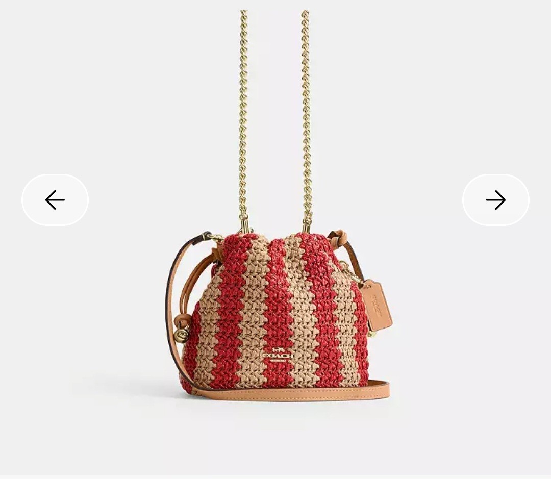 Coach Outlet Faye Mini Drawstring Bag – Stripe CEN17 IMZ1Y Red/Tan NWT