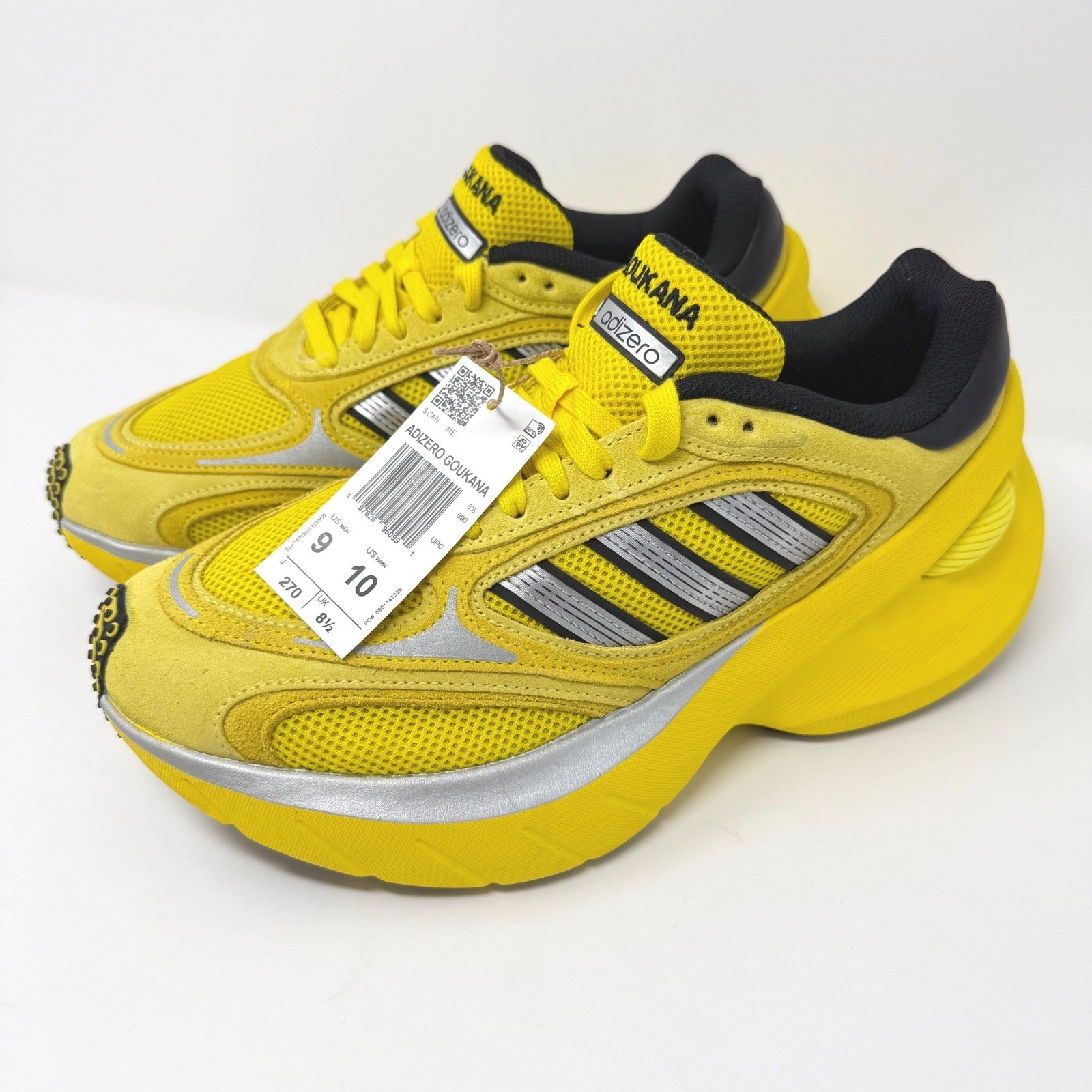 Adidas Adizero Goukana Mens Size 9 Running Shoes Yellow Silver JP7177 NEW