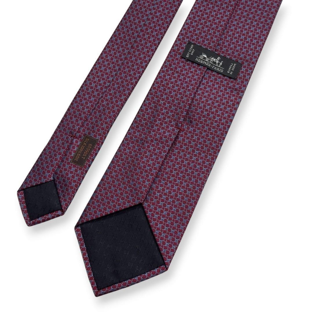 Condition HERMES Tie Pattern Jacquard Glossy 8cm