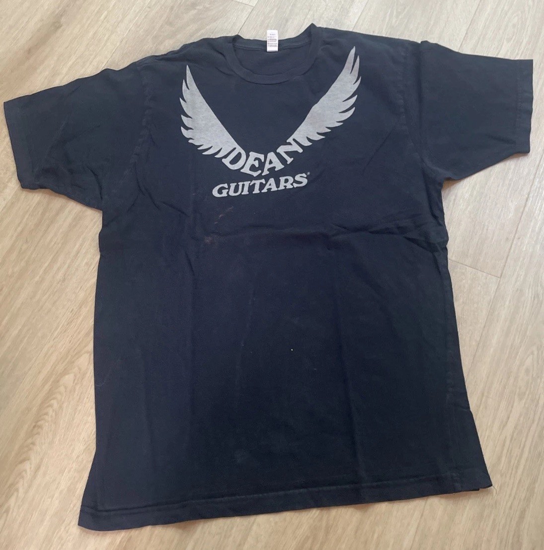 Vintage 90’s Dean Guitar Logo w/Wings Black T-Shirt Men’s XL Anvil Tag