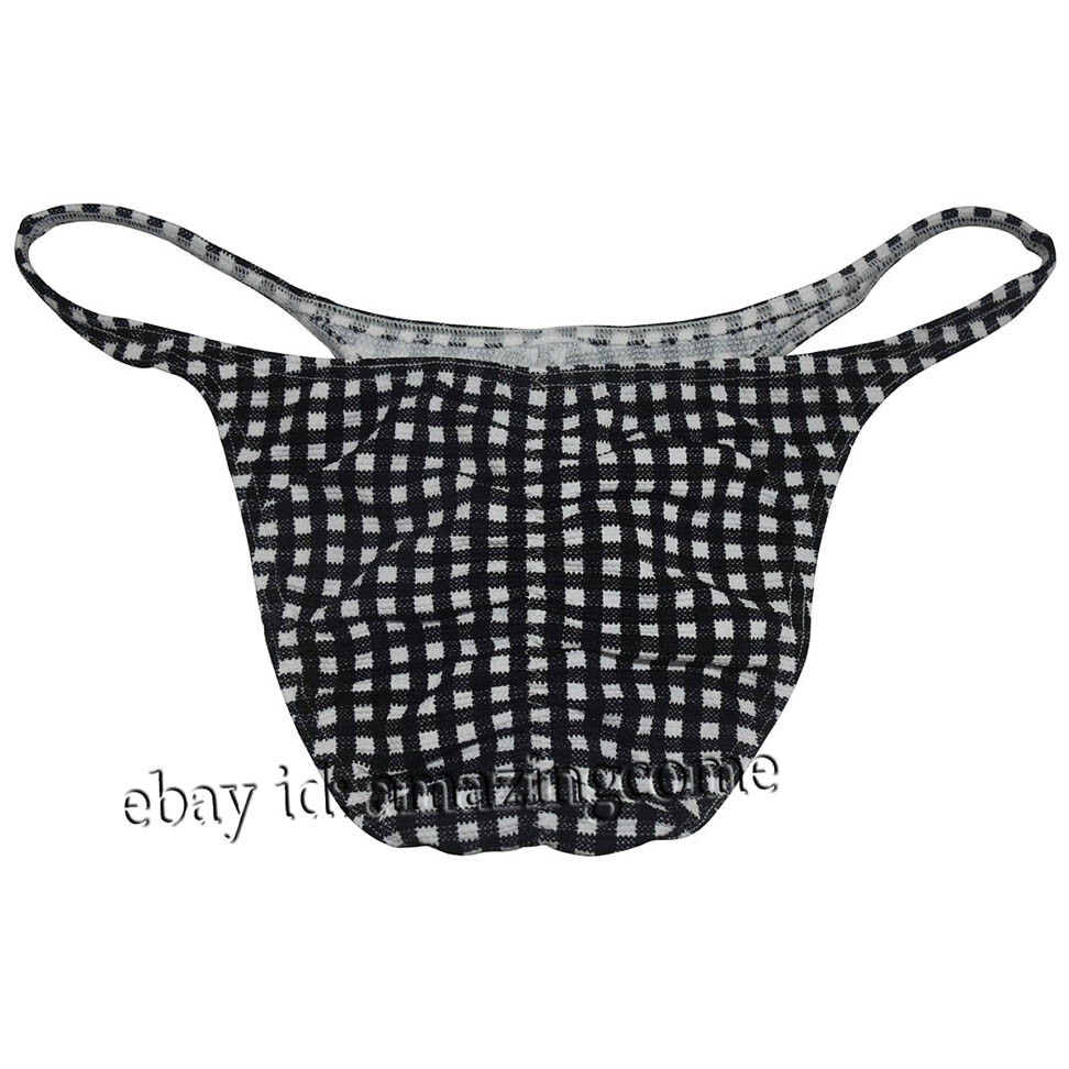 Sexy Mens Air Bubble Knitted Fabric Cheeky Briefs Underwear String Bikini Briefs