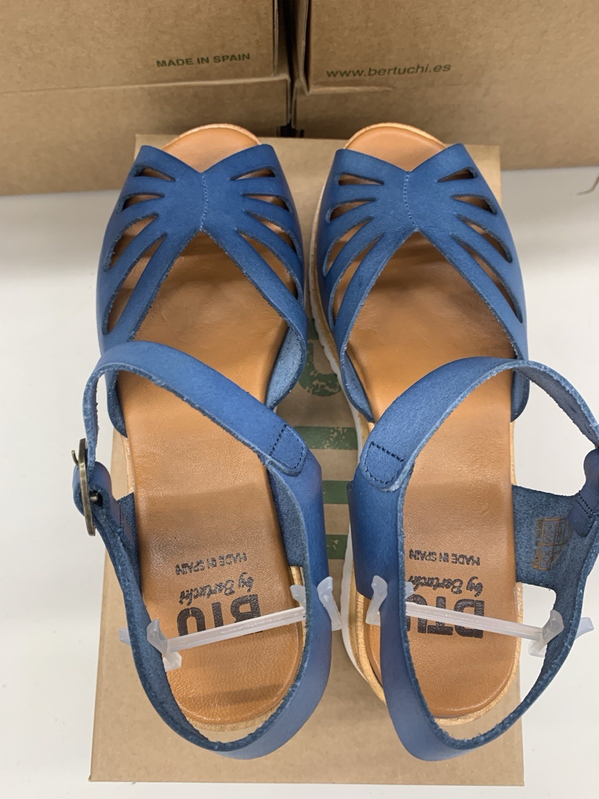 BTU by Bertuchi Carmen Jean Women 37 38 39 40 41 Blue Wedge Sandal Made in Spain