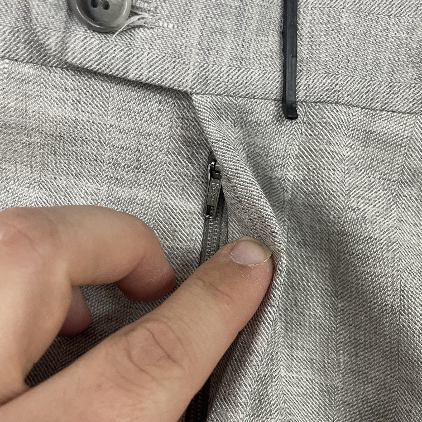 Hawes & Curtis Trouser Pant Men 32 Linen Wool Vitale Barberis Traveller Unhemmed
