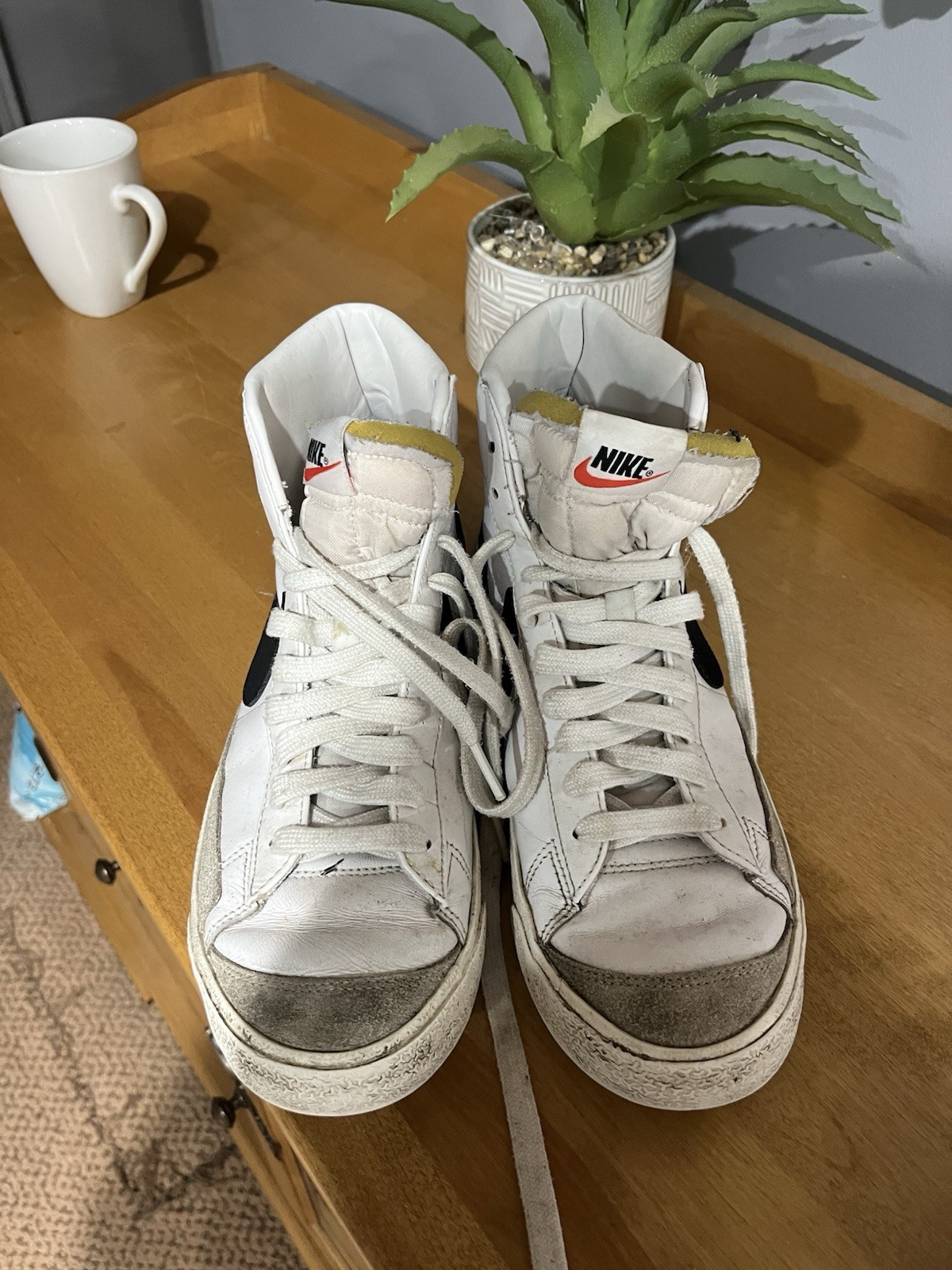 Nike Blazer Mid High Top White Black Leather Men’s Basketball Sneakers Sports