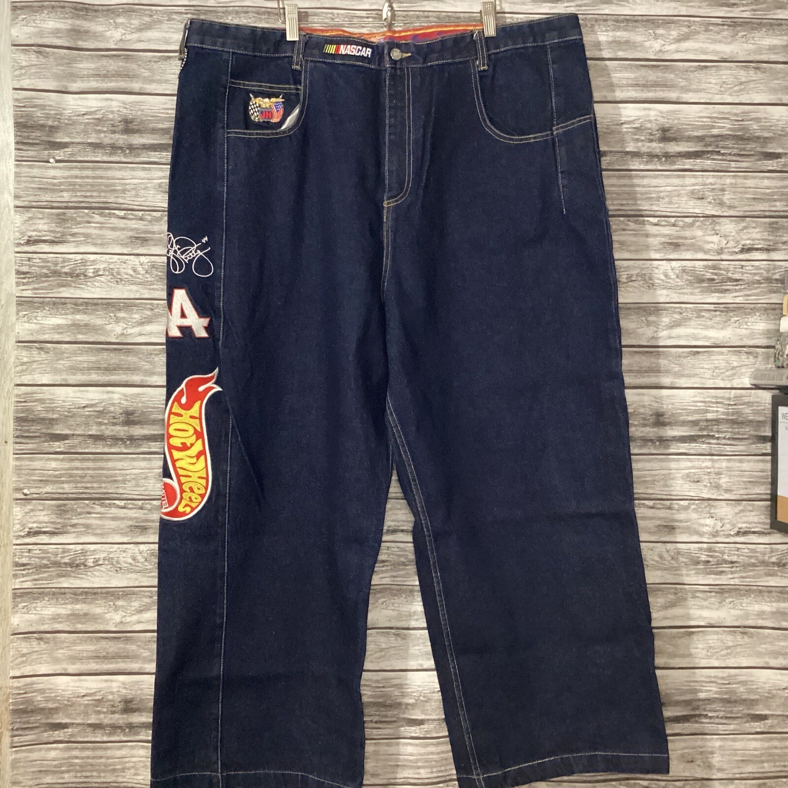 Vintage Jeff Hamilton Jeans Mens 42 Blue Hot Wheels NASCAR Kyle Petty Baggy 90s