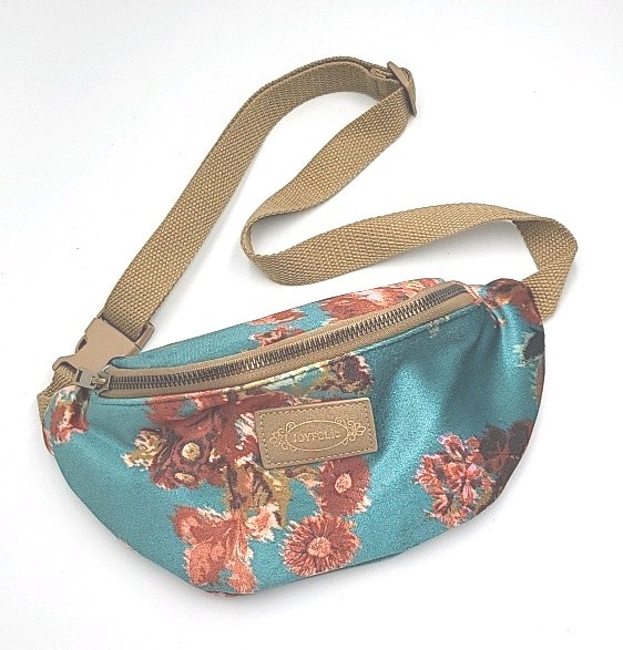 Joyfolie Savannah Turquoise Floral Belt Bag, Adjustable Strap, 10.25″w EXCELLENT