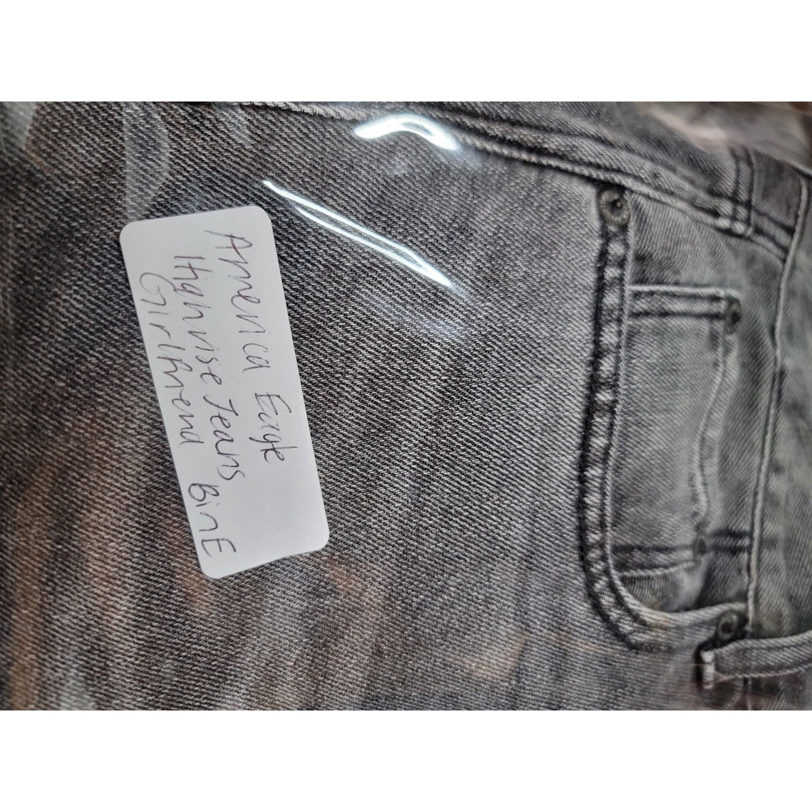 American Eagle High Rise Girlfriend Jeans Gray Washed Denim Pants Women 10