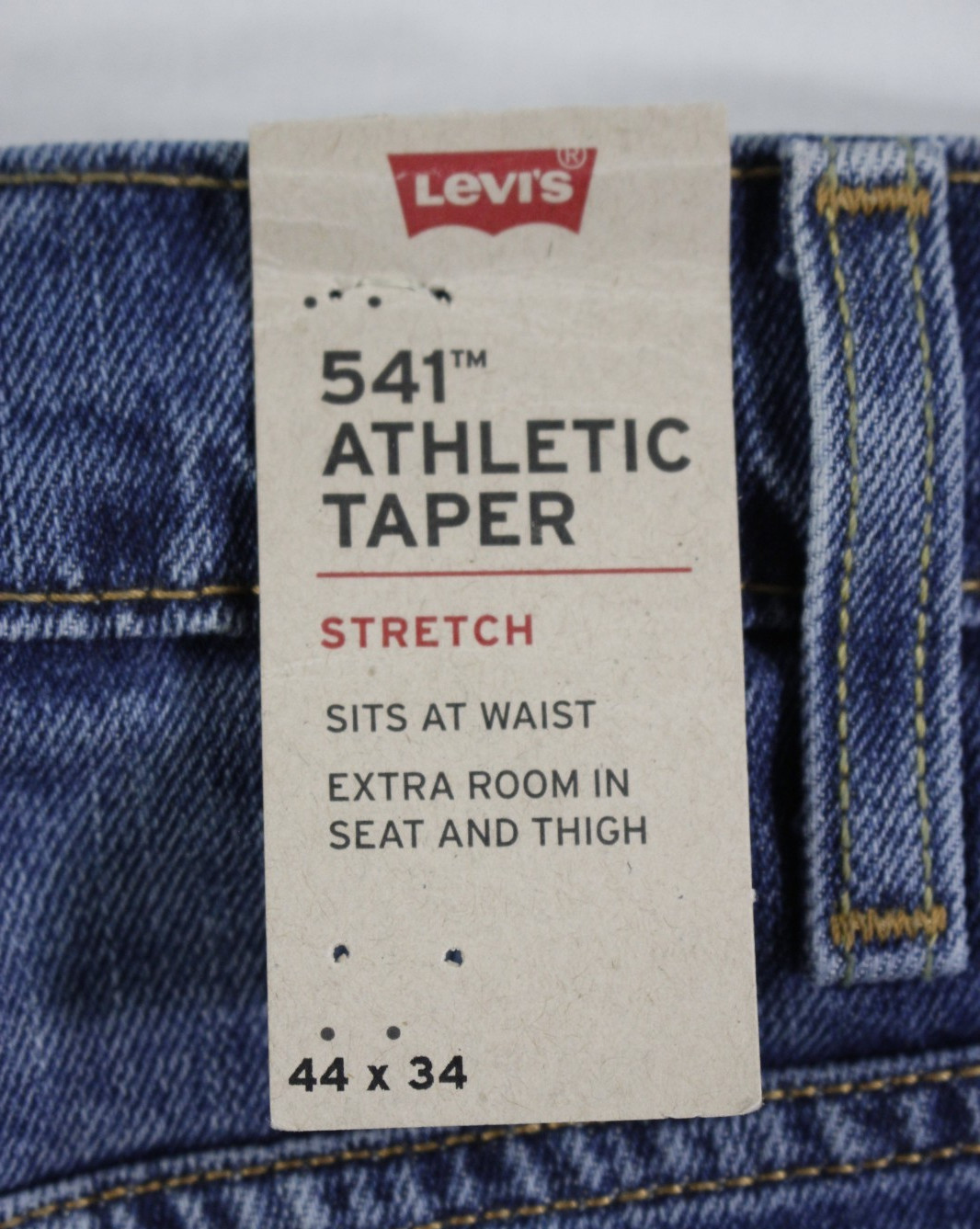 New Levi’s Jeans Men’s 44×34 Athletic Fit Taper 541 Stretch Distressed Med Wash