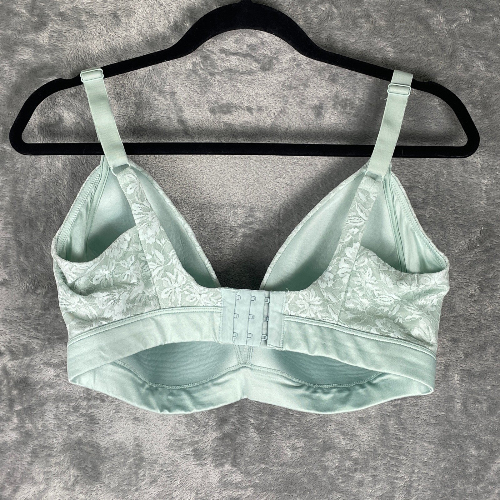 Auden Wirefree Bra Womens 38DDD Mint Green Excellent Floral Lace Lightly Lined