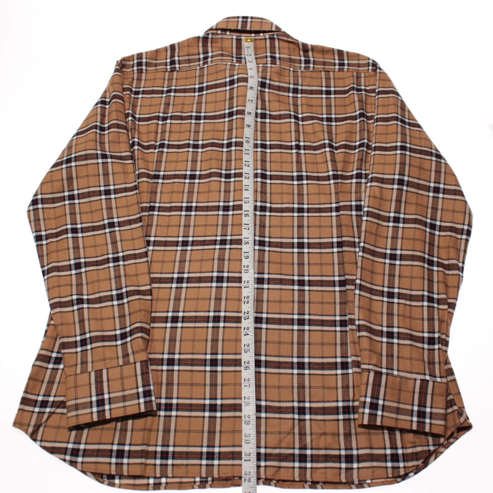 Caliban NWOT Dress Shirt Size 44 17.5 in Brown/Multicolor Plaid Cotton Blend