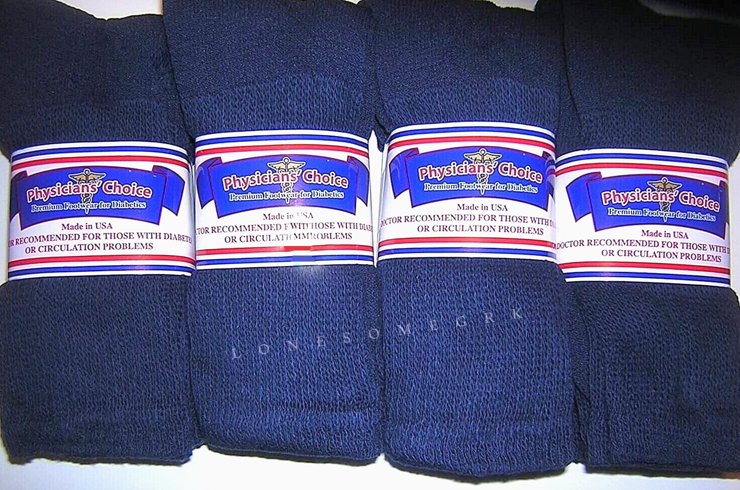 12 Pairs Mens Physicians Choice US Made VENTILATED Diabetic Navy Blue Crew Socks