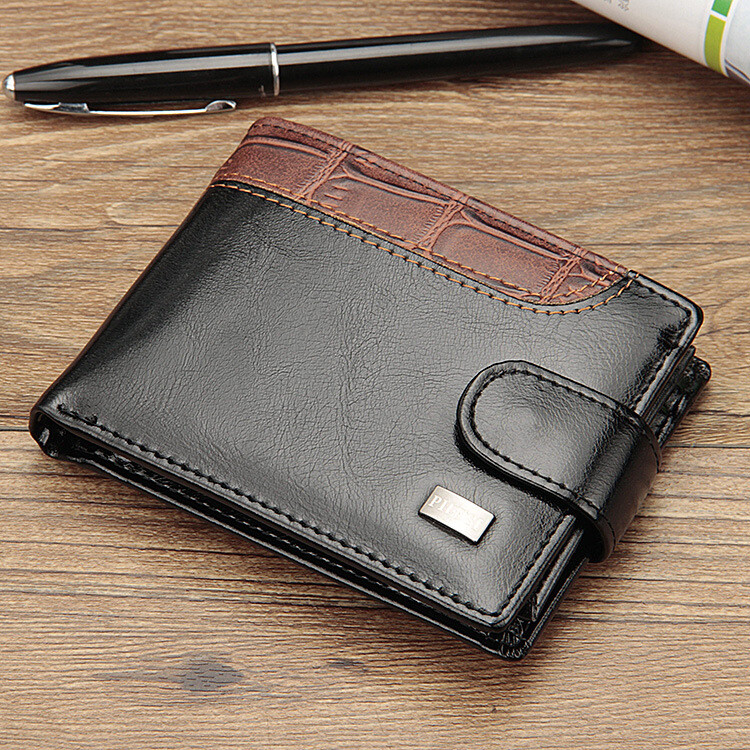 Men’s Leather Bifold Wallet ID Credit Card Holder Money Coin Purse With Hasp US