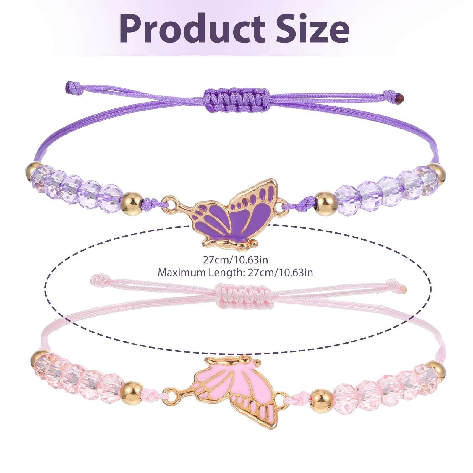 simarro 2pcs Matching Bracelets, Butterfly 27cm/10.63in, Pink + Purple