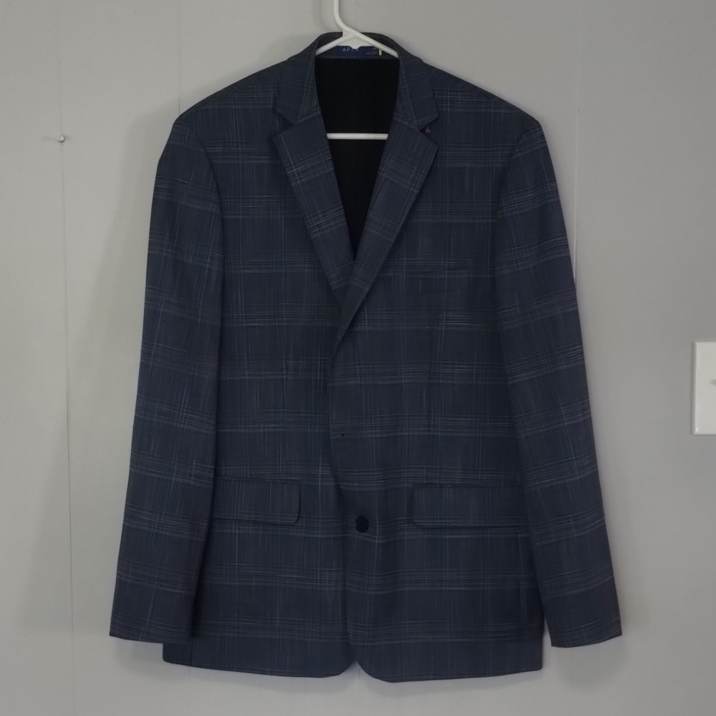 Apt. 9 42R Slim Blue Plaid Suit 2-Button Single-Breasted