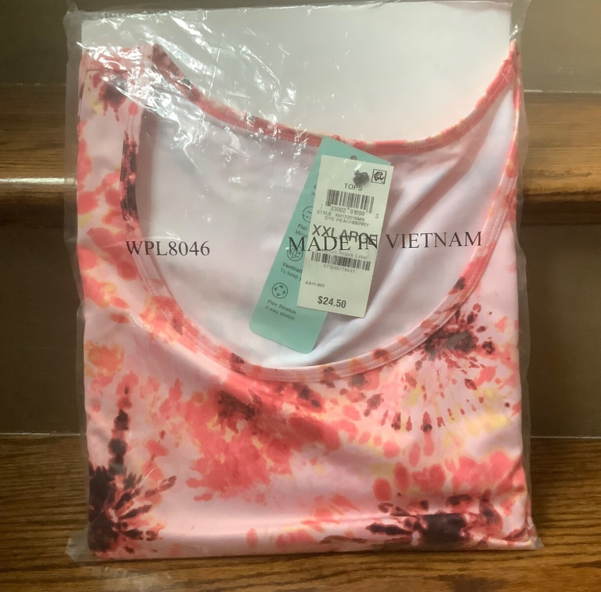 Ideology Peachberry Pink Tie Dye Scoop Neck Tank Top, Size XXL, NWT