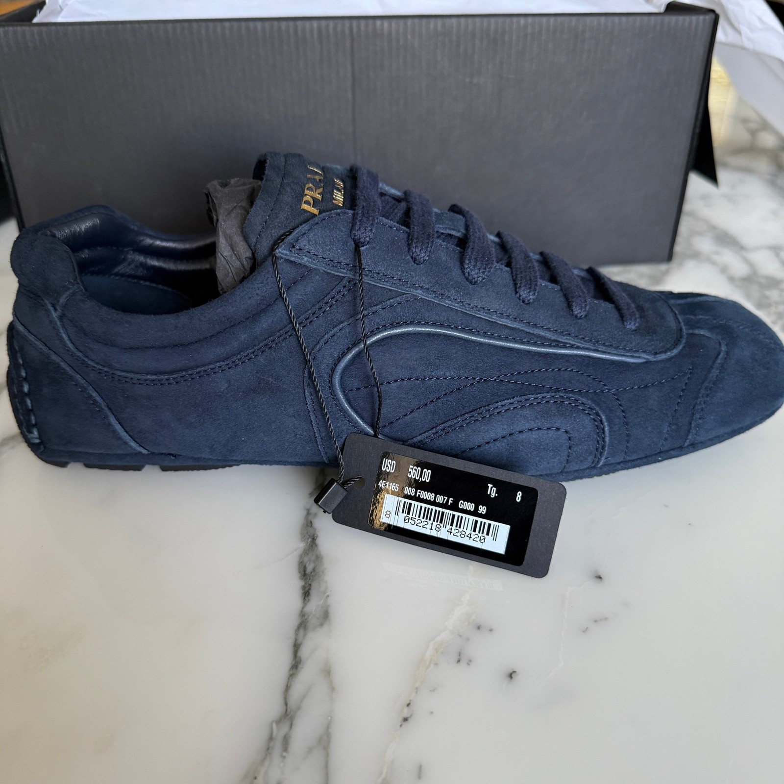 Prada 4E1165 Men’s Montecarlo Re-Edition 2005 Suede Sneakers, UK sz 8