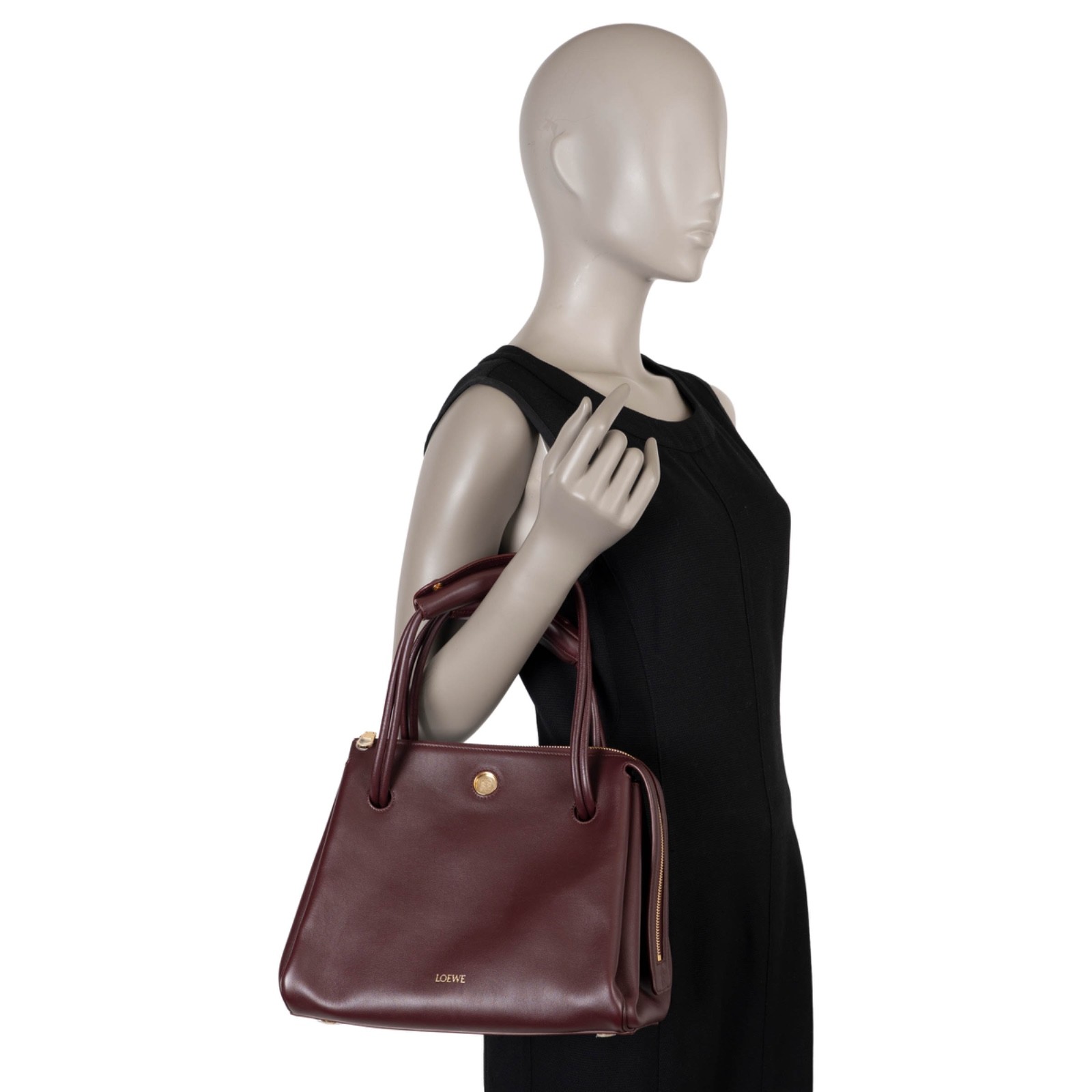 74126 auth LOEWE dark burgundy supple calf leather 2025 MADRID MEDIUM Bag