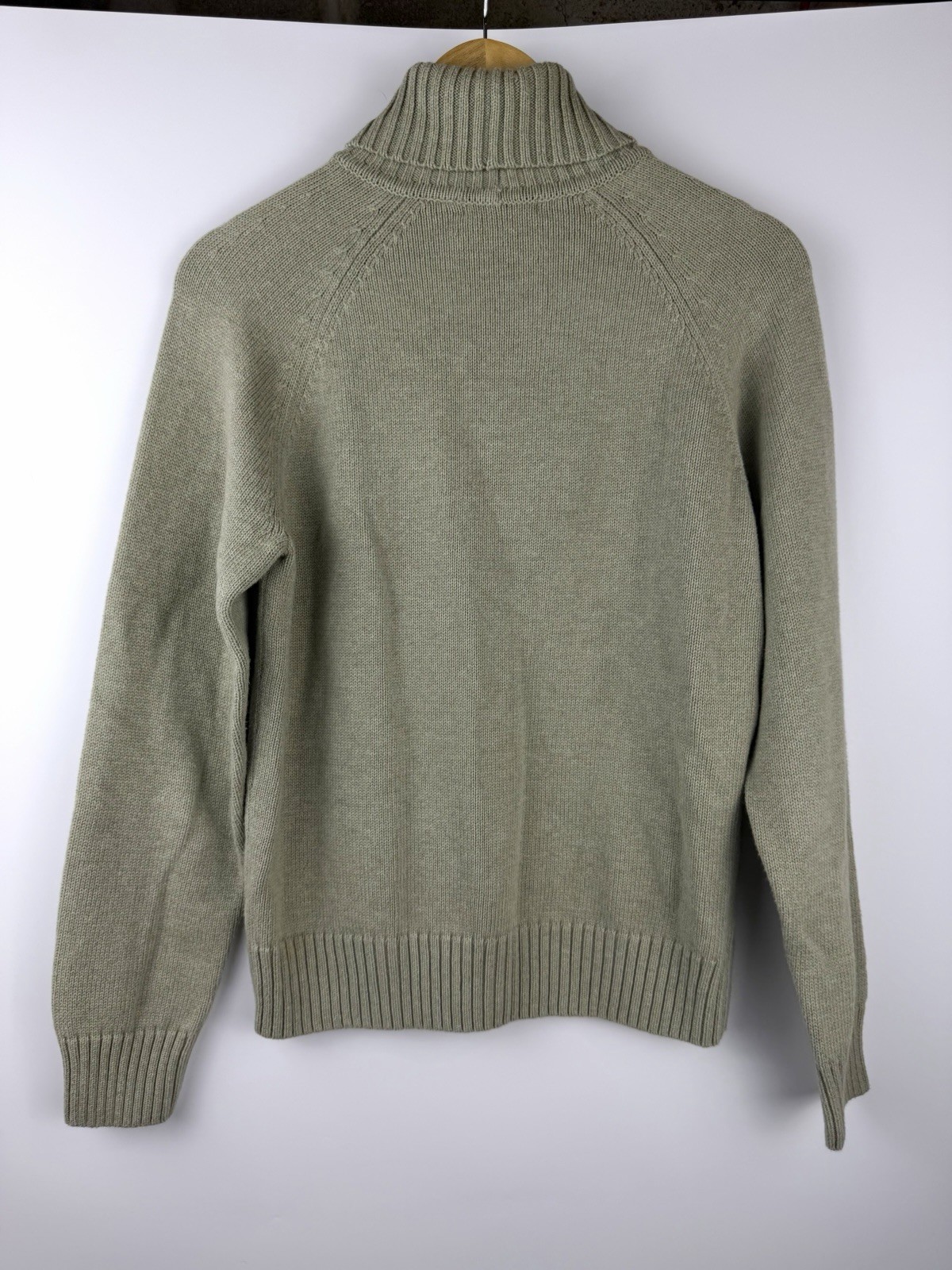 Jeanne Pierre Sage Green Ribbed Turtleneck Sweater 100% Cotton Women’s Sz L