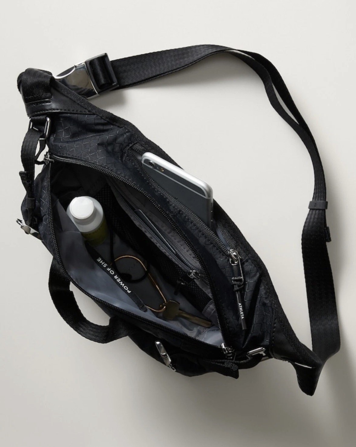 Athleta NWT Excursion Large Belt Bag‎ Black Nylon Fanny Pack Waist Sling Purse
