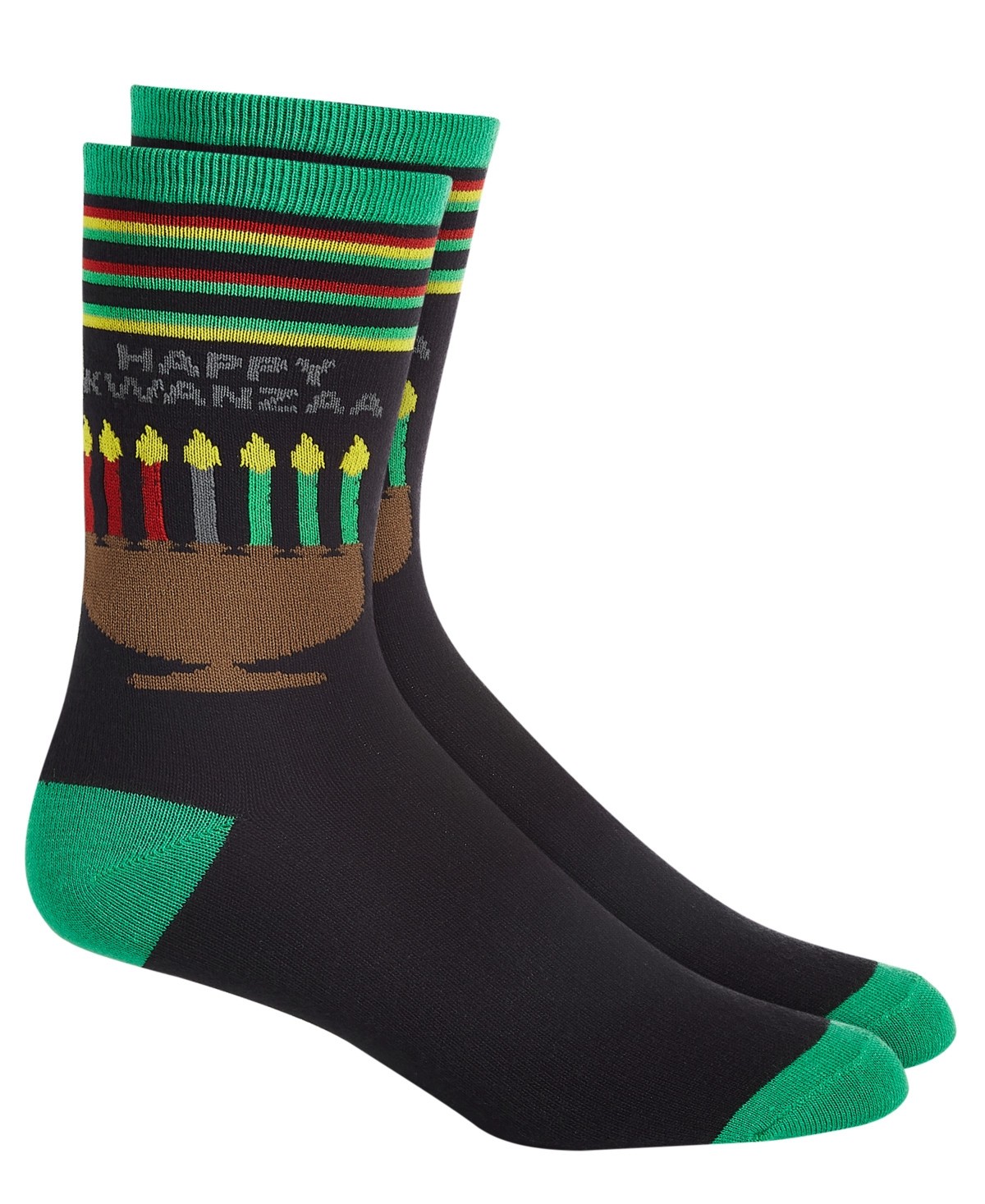 HOLIDAY LANE Kwanzaa Holiday Crew Socks One Size Black Green Red