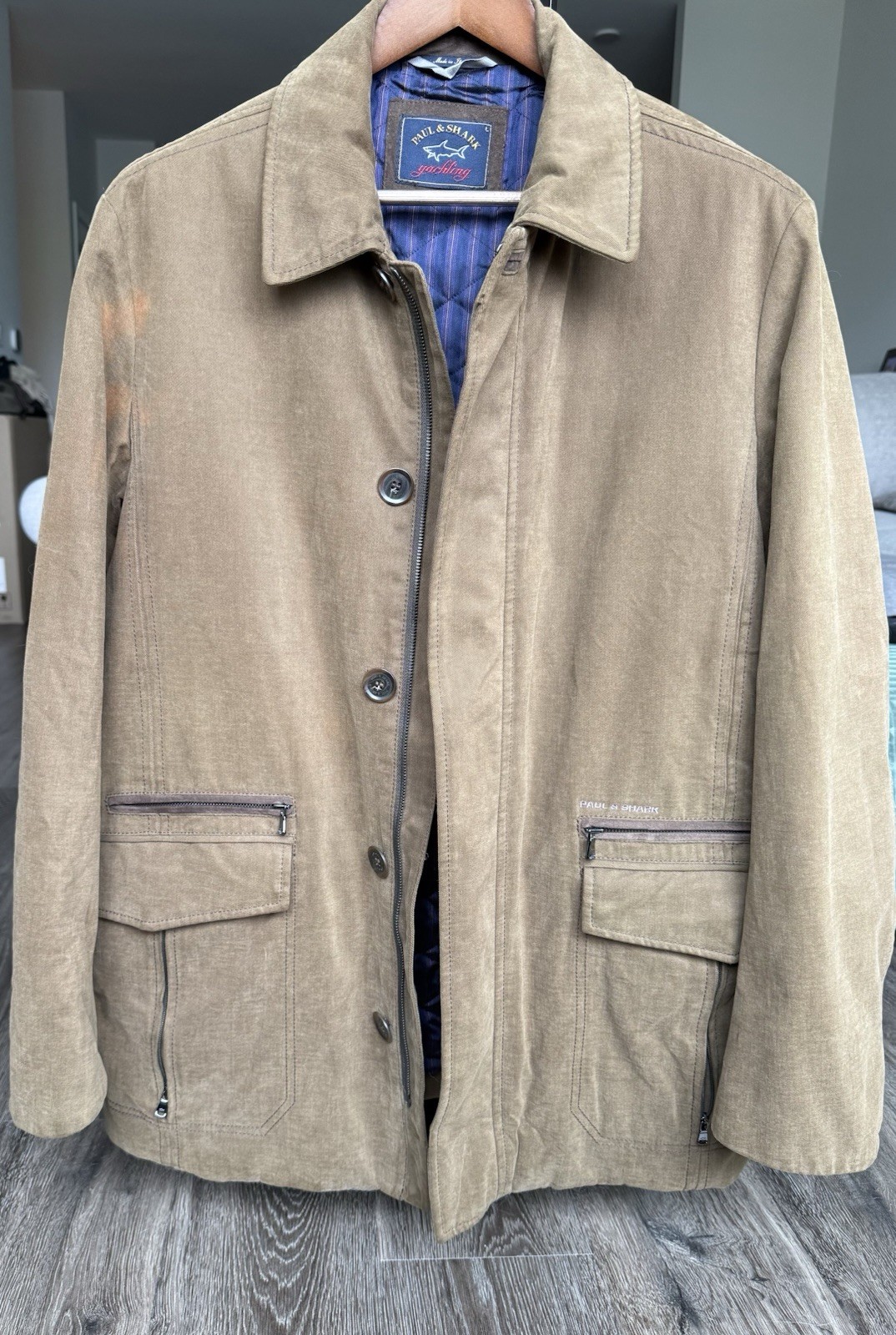 Paul & Shark Yachting Italy Jacket Brown Tan L Zip/Button