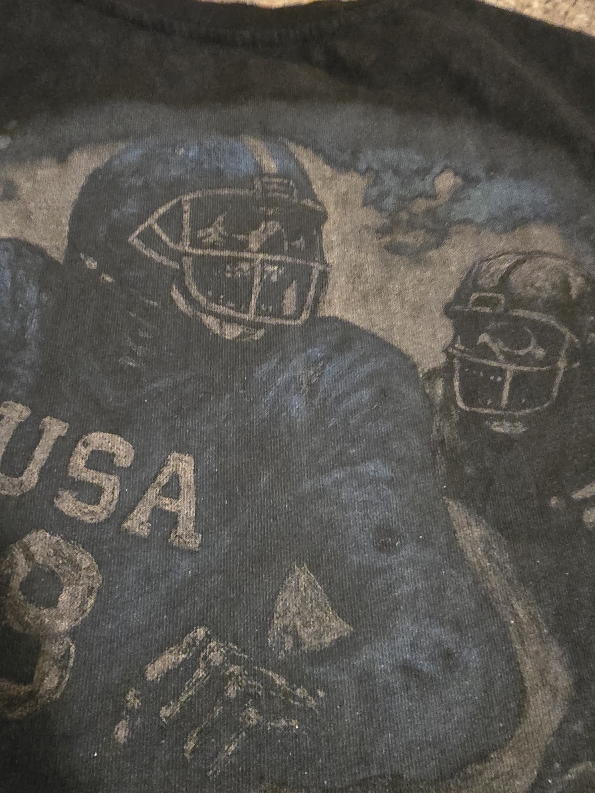 $78…Mod Cult “Football” size XL Distressed Heavyweight T-shirt Black.