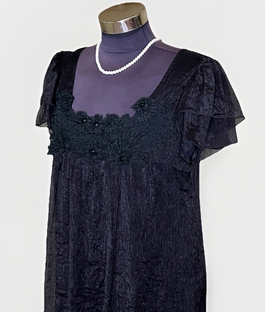 Pretty Angel Black Silk Whimsigoth Fairy Grunge Babydoll Mini Dress Y2K XL