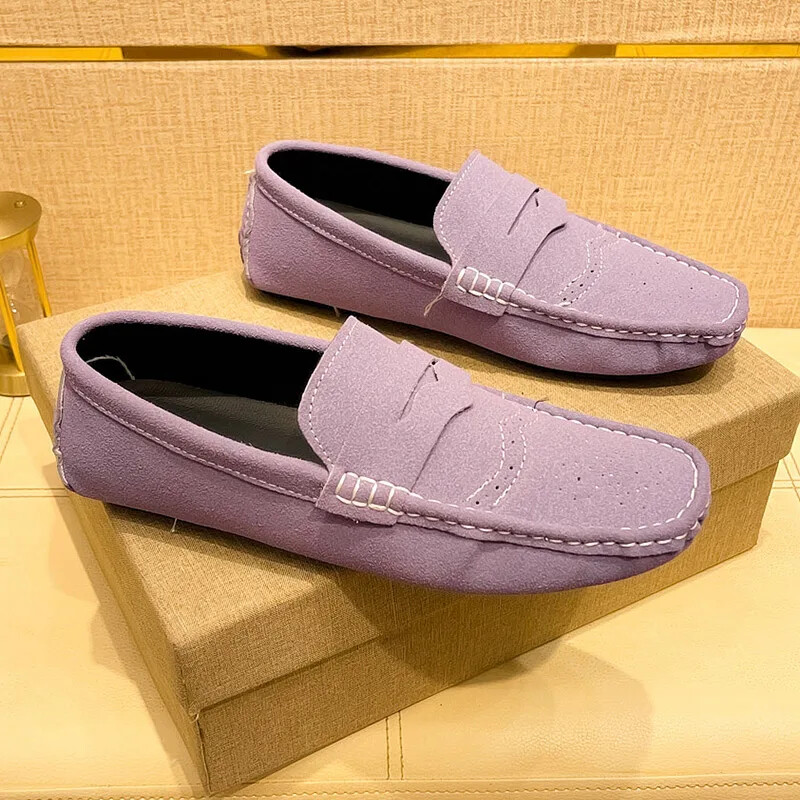 Men Casual Shoes Suede Lazy Slip-on Driving Flat Boat Shoes Loafers Moccasins