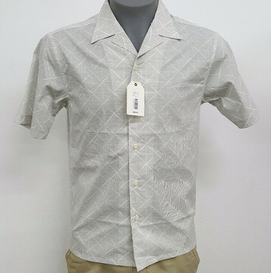 Crosby & Howard Light Grey White Geo Check S/S Men’s Shirt NWT $89.50 Choose Sz