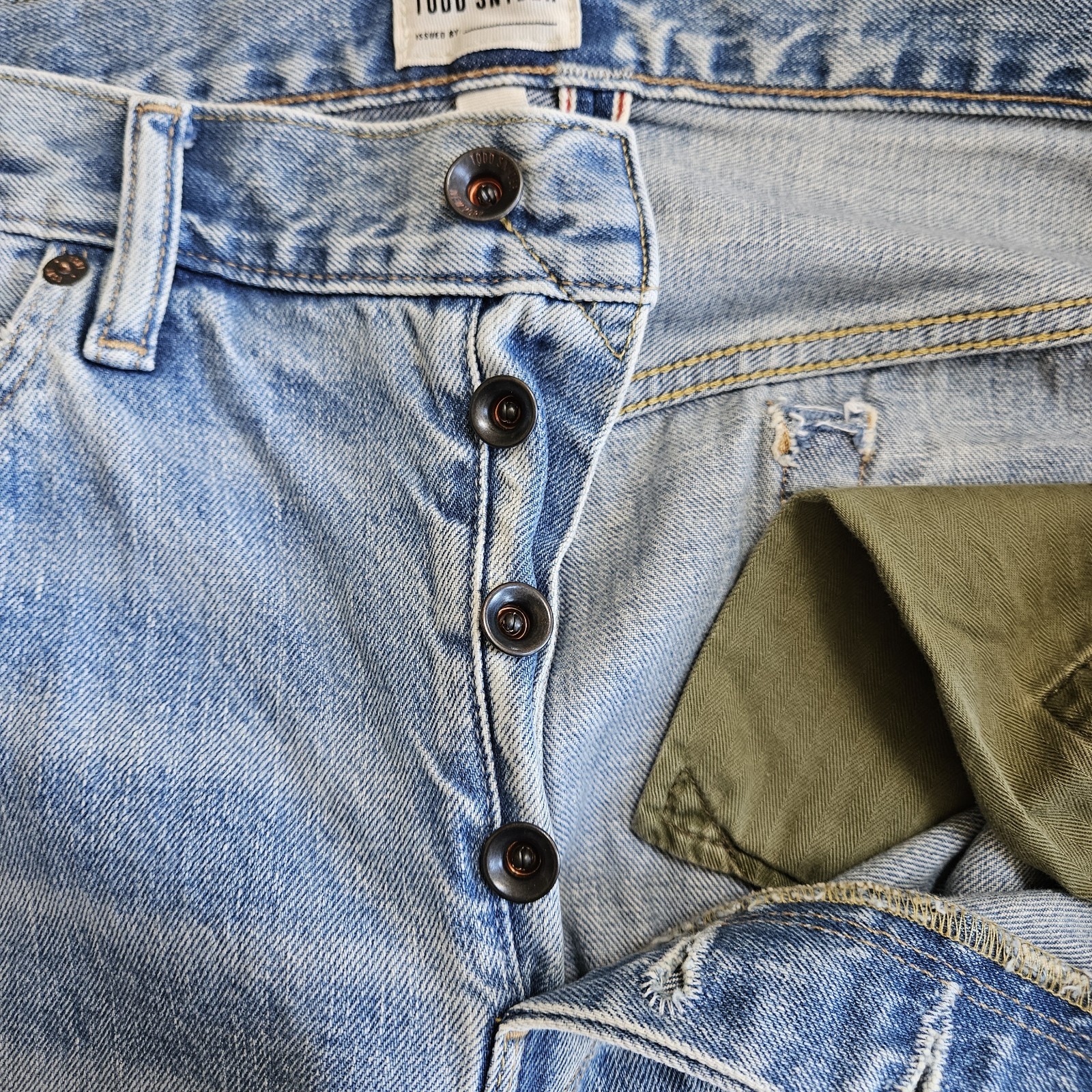 Todd Snyder Relaxed Fit Selvage 12.5 oz Denim Jeans 34×34 Light Wash Button Fly
