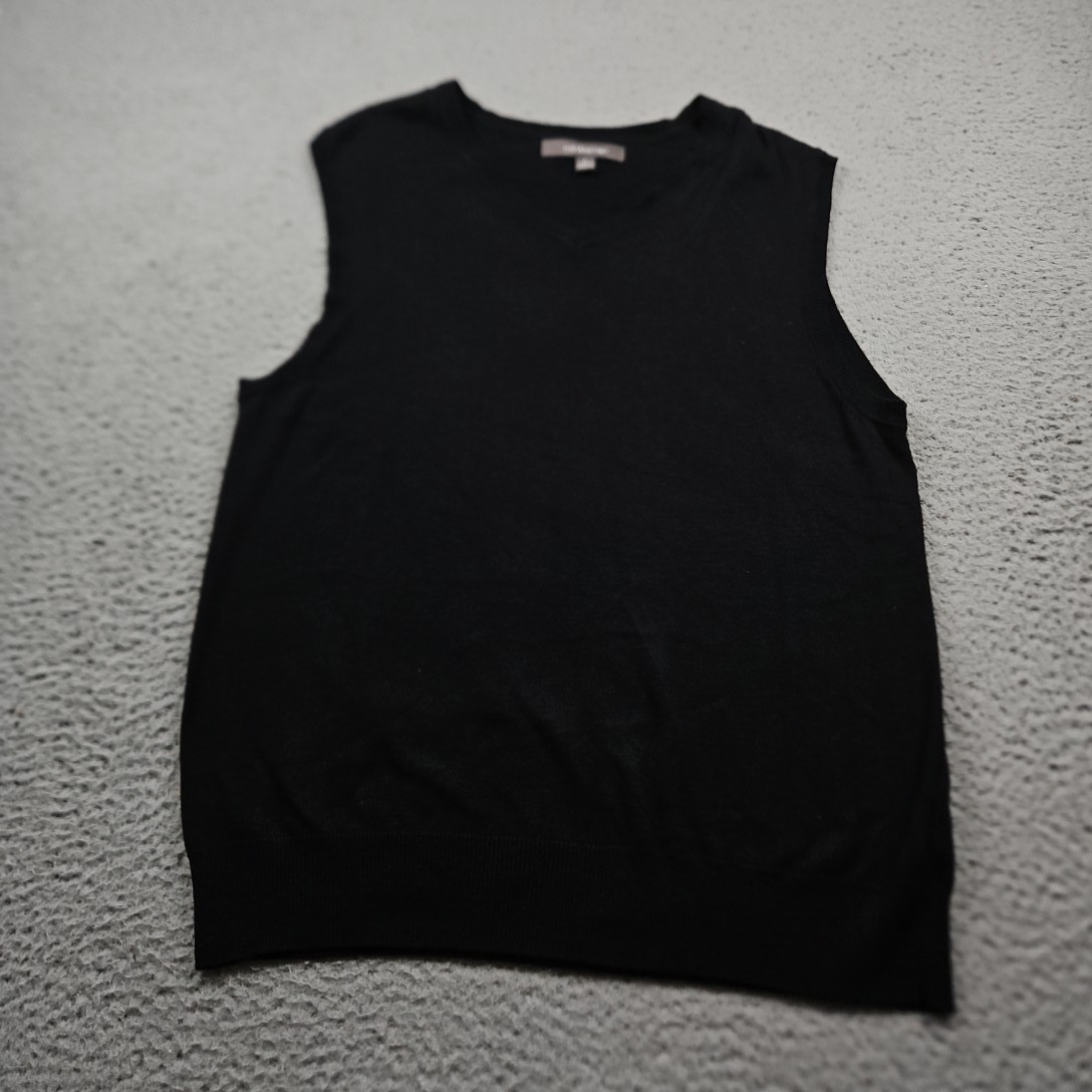 Croft & Barrow Sweater Vest Mens Large Black Sleeveless Pullover Cotton Casual