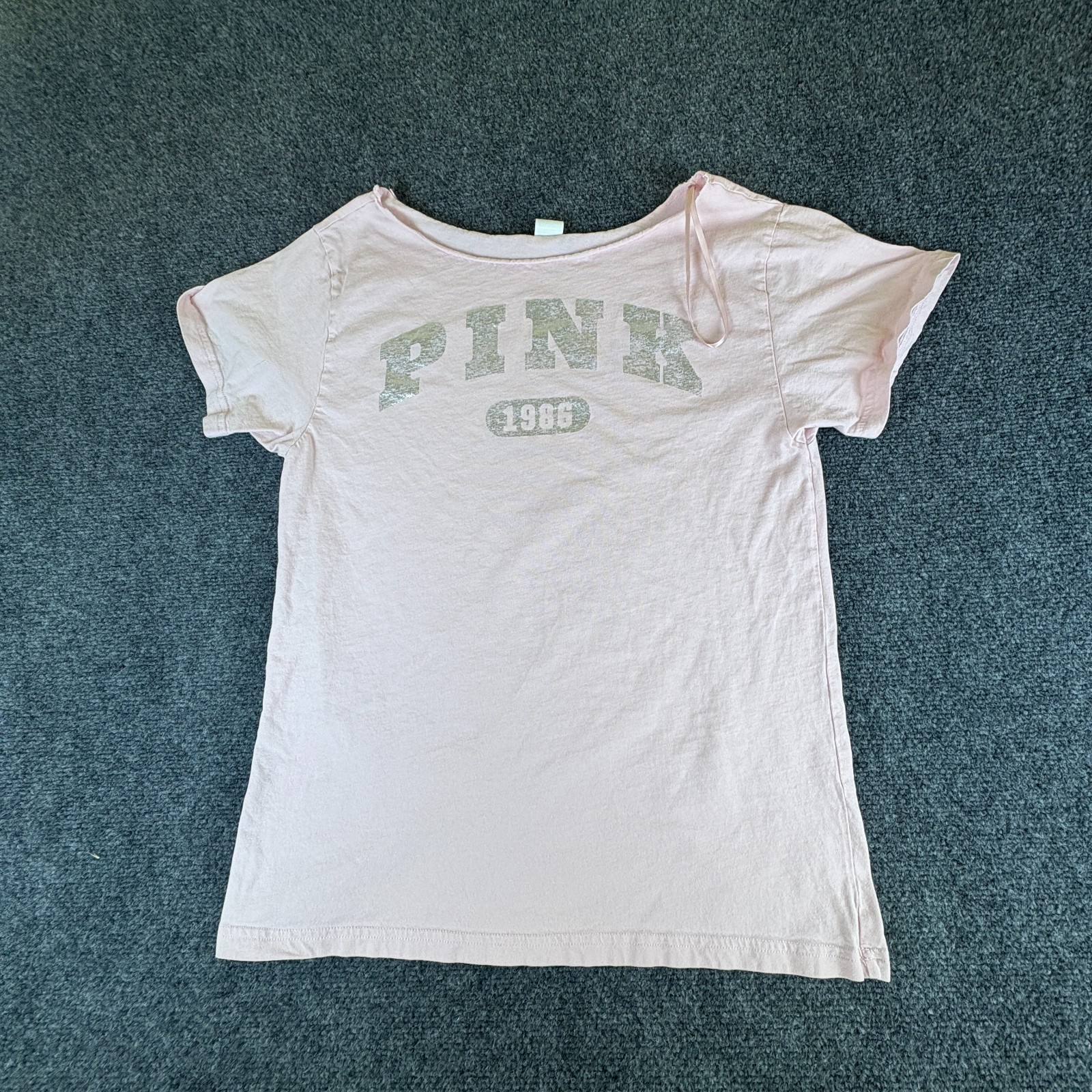 Victoria’s Secret Pink T-Shirt Womens XS Logo Graphic Cotton Off The Shoulder