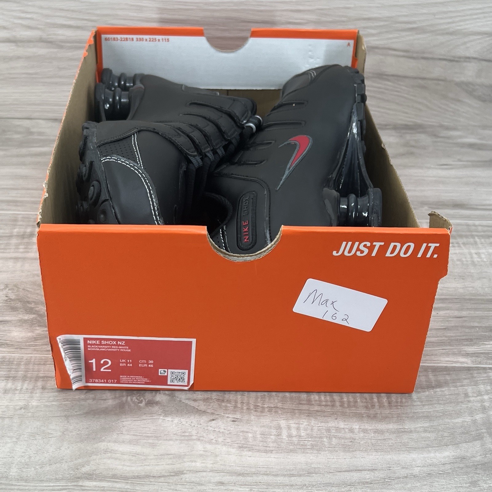 Mens Size 12 – Nike Shox NZ (378341 017) Black Varsity Red