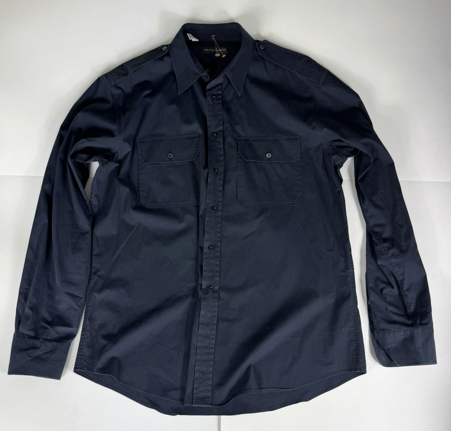 Ralph Lauren Black Label Military Button Down Men’s Dress Shirt Size XL