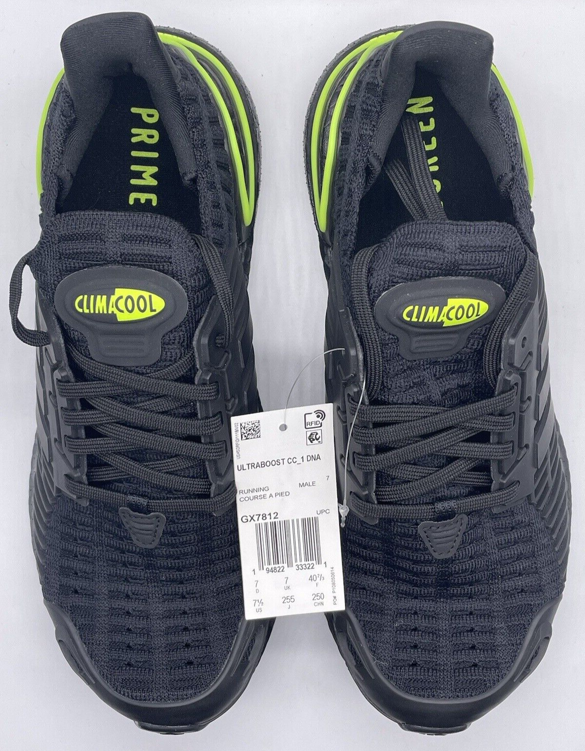 adidas Mens UltraBoost CC_1 DNA Black Solar Yellow Climacool GX7812 Size 7.5