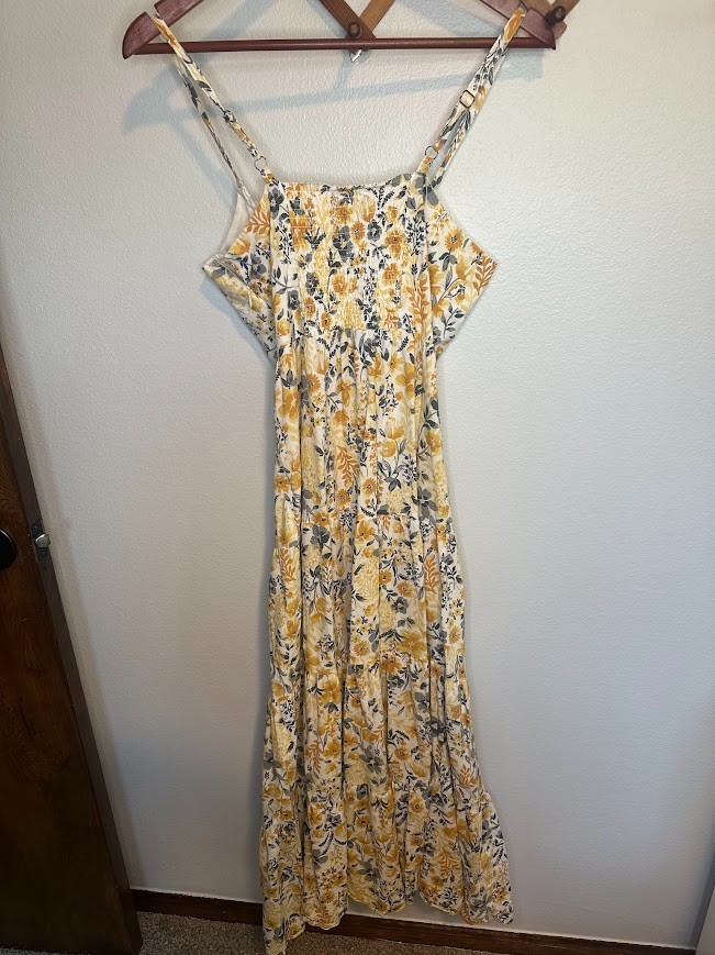 Joie Yellow Floral Maxi Cottagecore Boho Prairie Peasant Cotton Sundress – 6