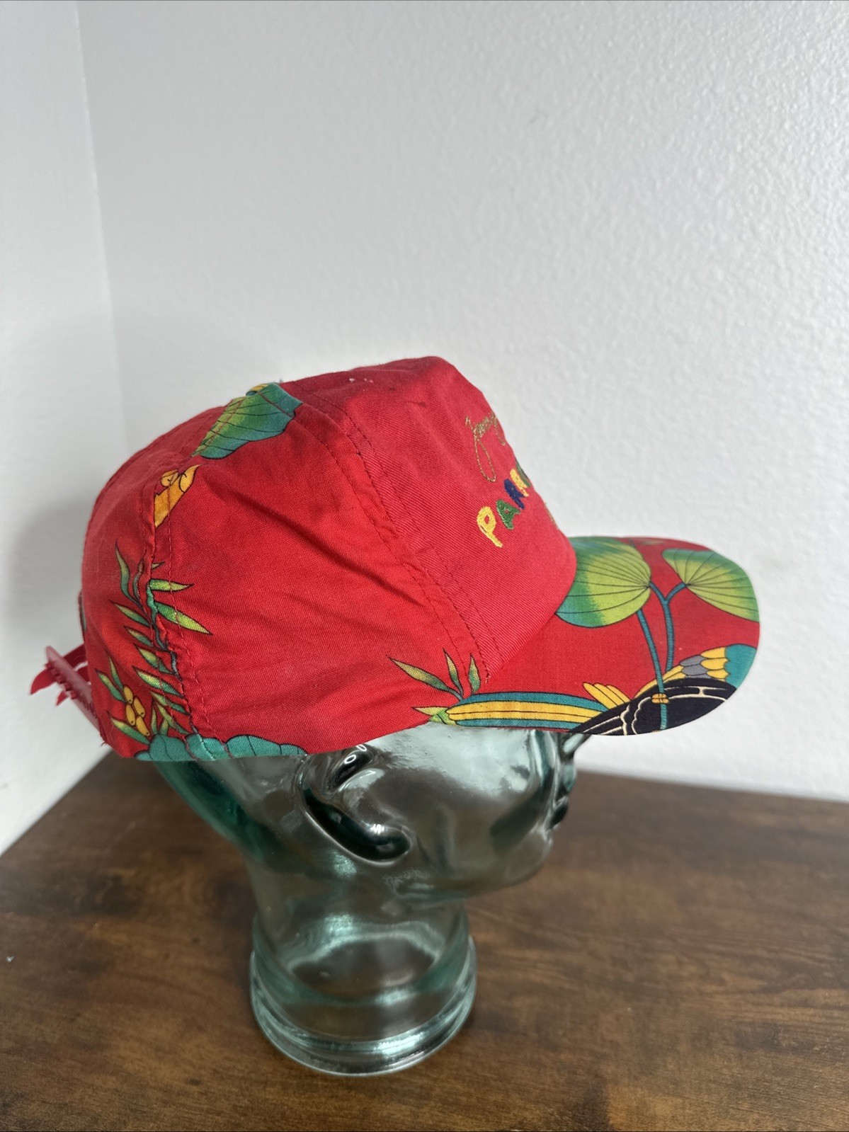 Vintage Red Jimmy Buffett Parrot Head Club Hat Snapback Cap Tropical Flower Bird