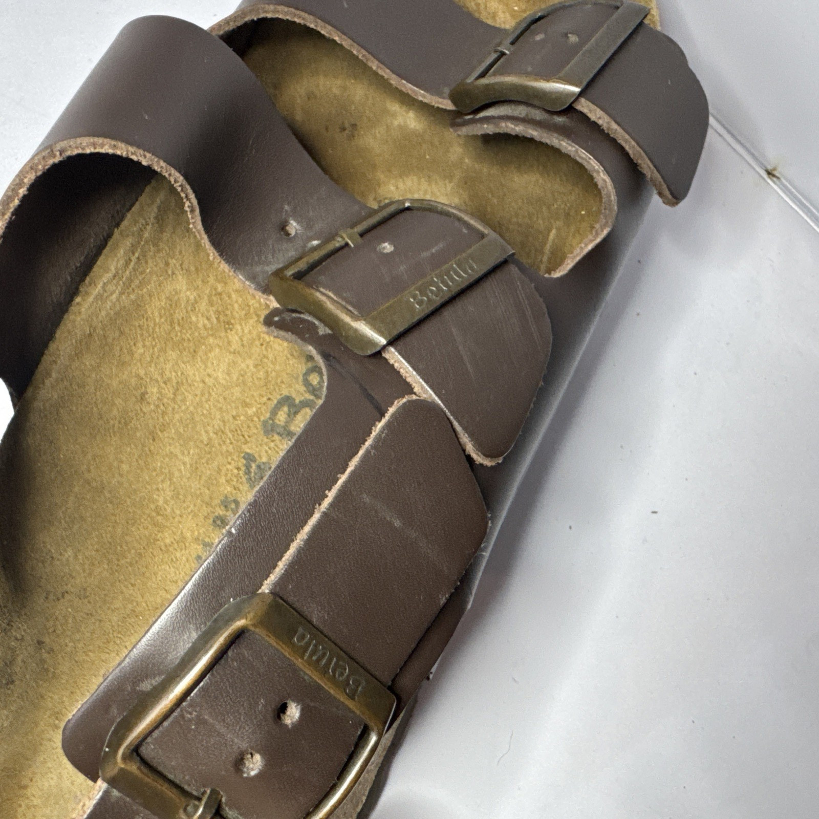 Betula Birkenstock 285 Double Strap Sandals EU 44 9.5 M11 Dark Brown w/Backstrap